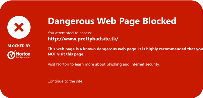 Imagen safe web página web peligrosa bloqueada.